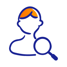 Customer profile with magnifying glass icon